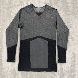 Odlo Shirt Womens Large Base Layer Gray Black Leopard Cheetah Running Breathable